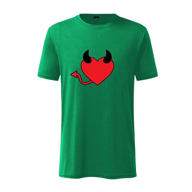 RKSTN Chemises pour Hommes Manches Courtes Saint-Valentin Manches Courtes Imprimé Corne de Diable Col Rond Pull T-Shirt Blouse Chemises Hawaïennes pour Hommes