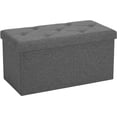thumbnail image 6 of 30 Inch Folding Storage Ottoman Bench with Padded Seat Grey Foot Rest Stool End of Bed Storage Chest Holds 660 lb for Living Room Bedroom Entryway, 6 of 8