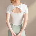 thumbnail image 4 of Timegard Hauts d'Entraînement pour Femmes Col Rond Manches Courtes Découpé Crop Top Yoga Athlétique Slim Gym, 4 of 7
