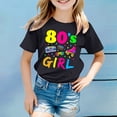 thumbnail image 2 of WEIYLL T Shirts For Girls 80S Carnival Colour Letter Printed Round Neck Short Sleeved Clothes for 8-9 Years, 2 of 4