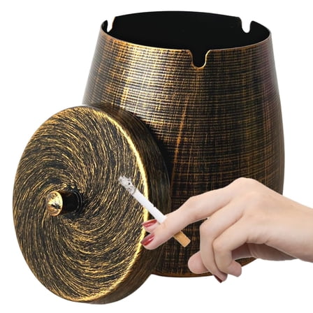 Ash Tray, Large Outdoor Ashtray with Lid, Ashtray for Outside Patio, Stainless Steel Windproof Smokeless Ash Tray for Balcony, Ashtrays for Smokers, Cigar, Home Office Decoration