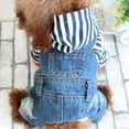 thumbnail image 2 of UDIYO Fashion Stripe Pattern Pet Dog Puppy Denim Jacket Hoodied Clothes Jumpsuit, 2 of 7