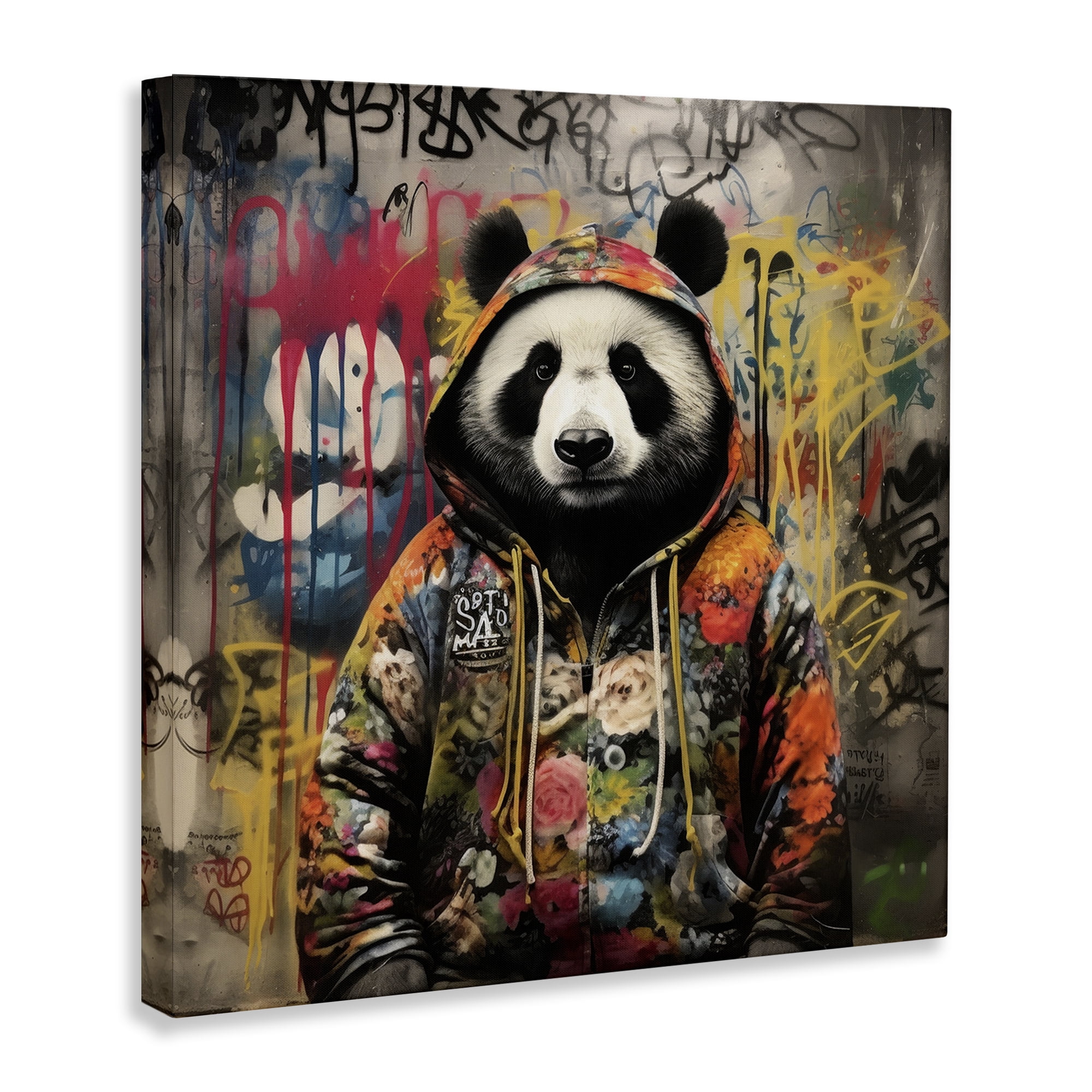 Stupell Industries Urban Graffiti Panda Animals & Insects Painting Gallery Wrapped Canvas Art Print Wall Art, 36 x 36