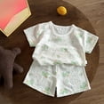thumbnail image 2 of KPOPLK Toddler Girls Pajamas Kids Pajamas Set Ruffled Short Sleeves Summer Pjs Sleepwear for Girl Size 4-5 Years, 2 of 9