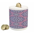 thumbnail image 1 of Purple Mandala Piggy Bank, Middle Eastern Oriental with Ornamental Featured Lines, Ceramic Coin Bank Money Box for Cash Saving, 3.6" X 3.2", Dried Rose Pale Blue, by Ambesonne, 1 of 4