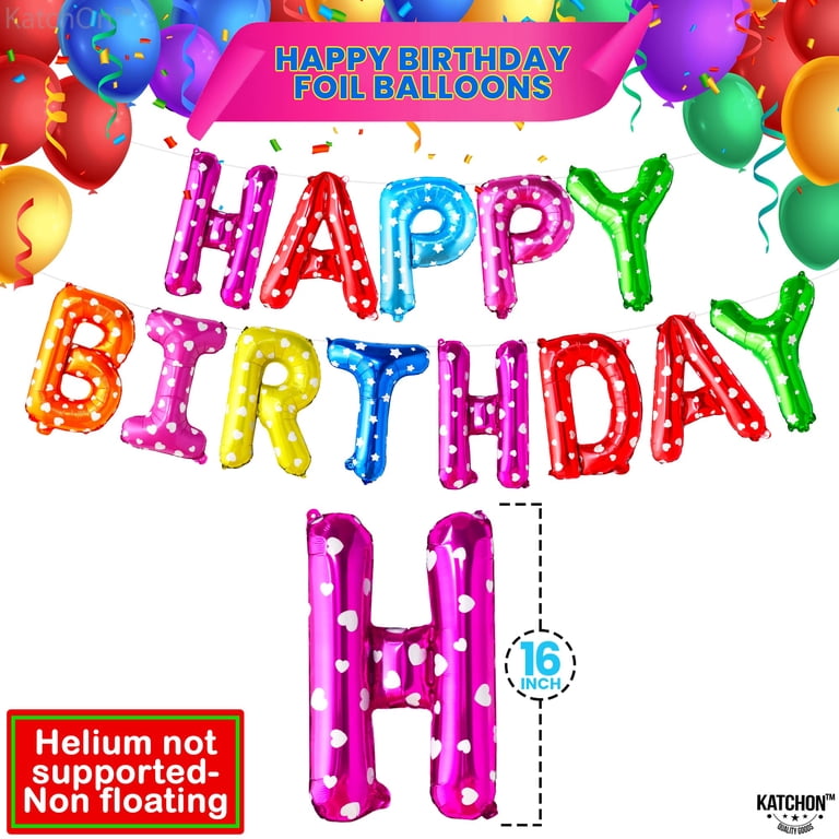 KatchOn Jelly Rainbow Happy Birthday Balloon Banner - 16 Inch Multicolor Foil Balloon Sign