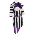 thumbnail image 2 of Women Beetle Juice Black White Vertical Striped Corset Skirt Jacket Set with Tie Halloween Outfits, 2 of 7