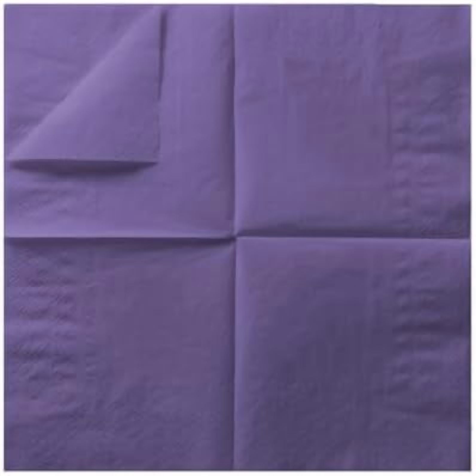 100 Pack Cocktail Napkin 2-Ply Dessert Napkins Folded 5 x 5 Inches Disposable Napkins for Dinner Wedding Birthday Party Bridal Anniversary Reception Event (100, Purple)
