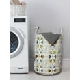 thumbnail image 3 of Grey and Yellow Laundry Bag, Paisley Style Flowers Ivy Swilrs Leaves Image, Hamper Basket with Handles Drawstring Closure for Laundromats, 13" x 19", Pale Grey Marigold, by Ambesonne, 3 of 4