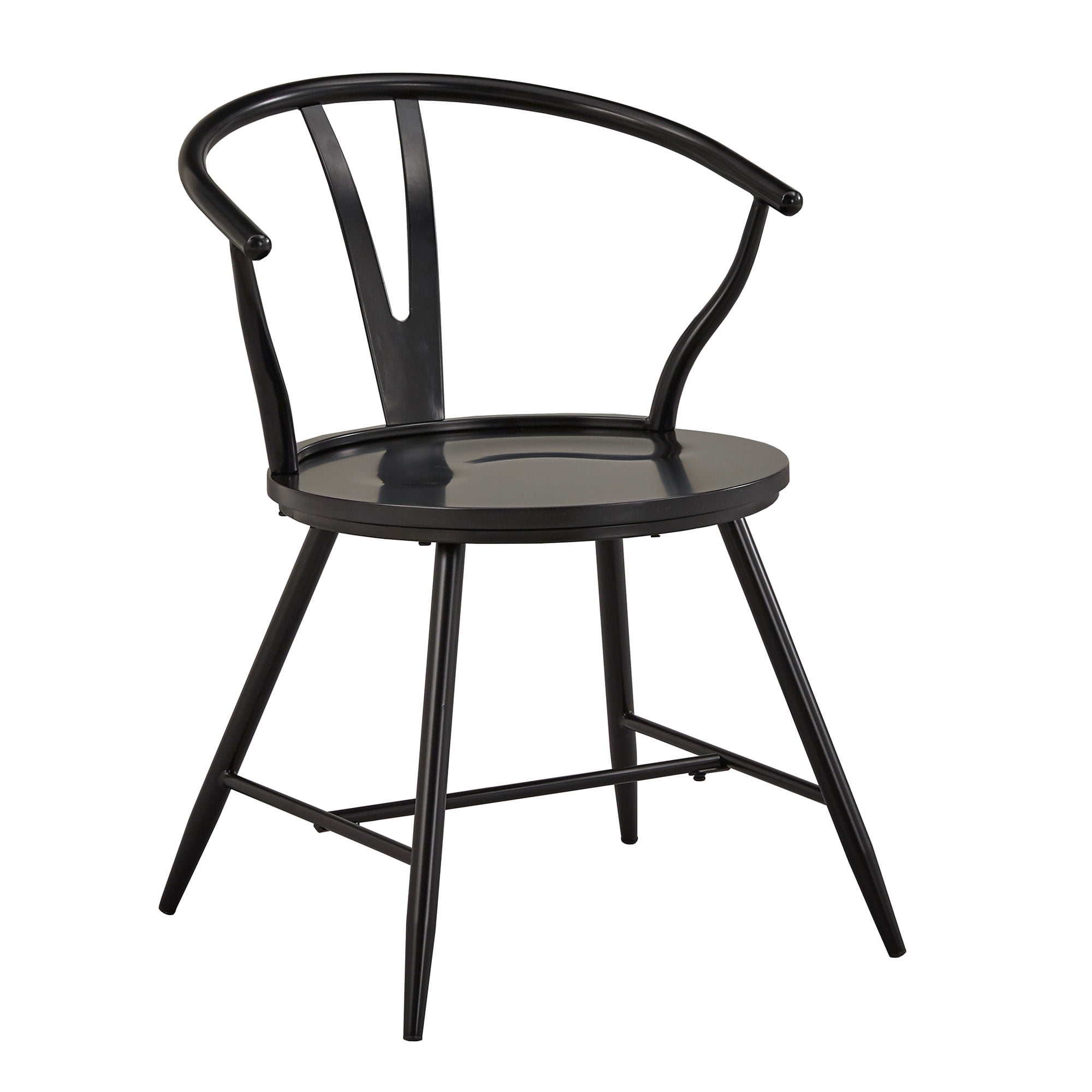 Weston Home Lydford Wishbone Back Metal Side Chair with Wood Seat, Black (Set of 2)