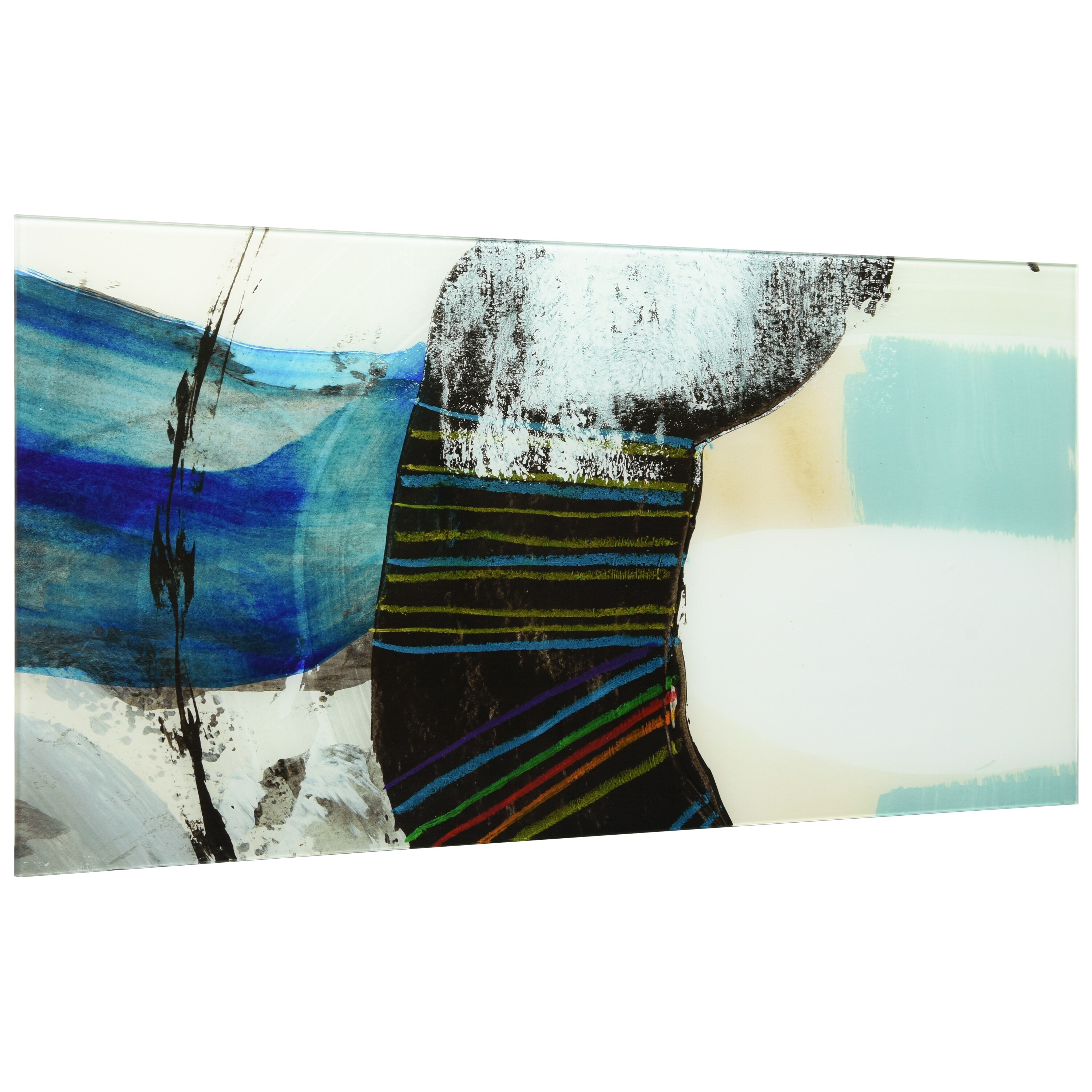"Kabuki I B" Frameless Free Floating Reverse Printed Tempered Art Glass Wall Art