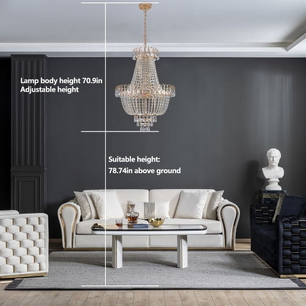 ACE-LIGHTS,21.65" Gold Crystal Chandeliers,Large Contemporary Luxury Ceiling Lighting for Living Room,Bedroom,Dining Room,Kitchen Island,Hallway(Golden)
