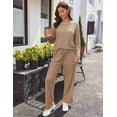 thumbnail image 5 of Ekouaer Women's Waffle Knit Pajama Sets Comfy Long Sleeve Lounge Sets 2 Piece Matching Pj Sets with Pockets, 5 of 7