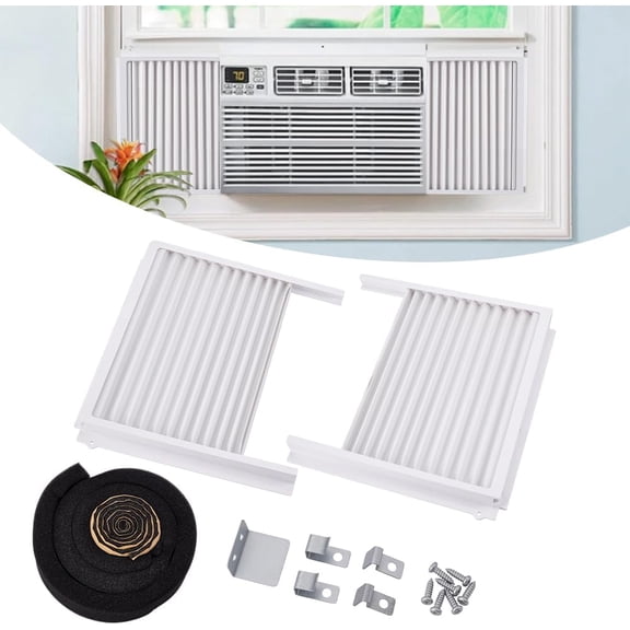 1 Set Window Air Conditioner Side Panels with Frame Adjustable AC Insulation Side Panels Air Conditioner Extender Panel Room AC Accordion