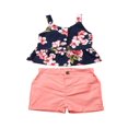 thumbnail image 3 of PENGXIANG Toddler Girls Floral Print Cropped Tops+Solid Color Shorts Clothes Set, 3 of 7