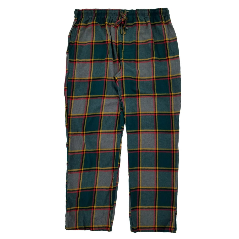 The Foundry Mens Gray & Green Plaid Flannel Sleep Pants Lounge Pants