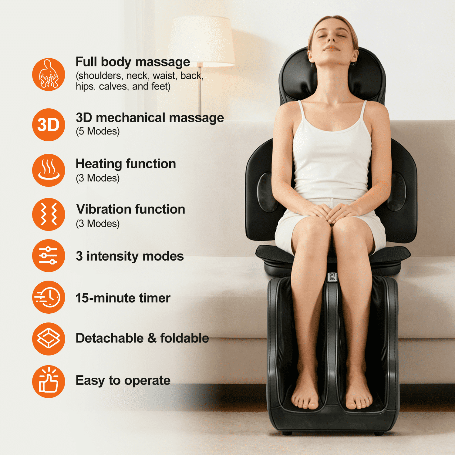 Portable Massage Mat with Shiatsu Kneading & Vibration, 3-in-1 Back Neck Calf Massager with Heating for Full Body Relief, Home Office Massage Cushion with Remote Control & Adjustable Modes