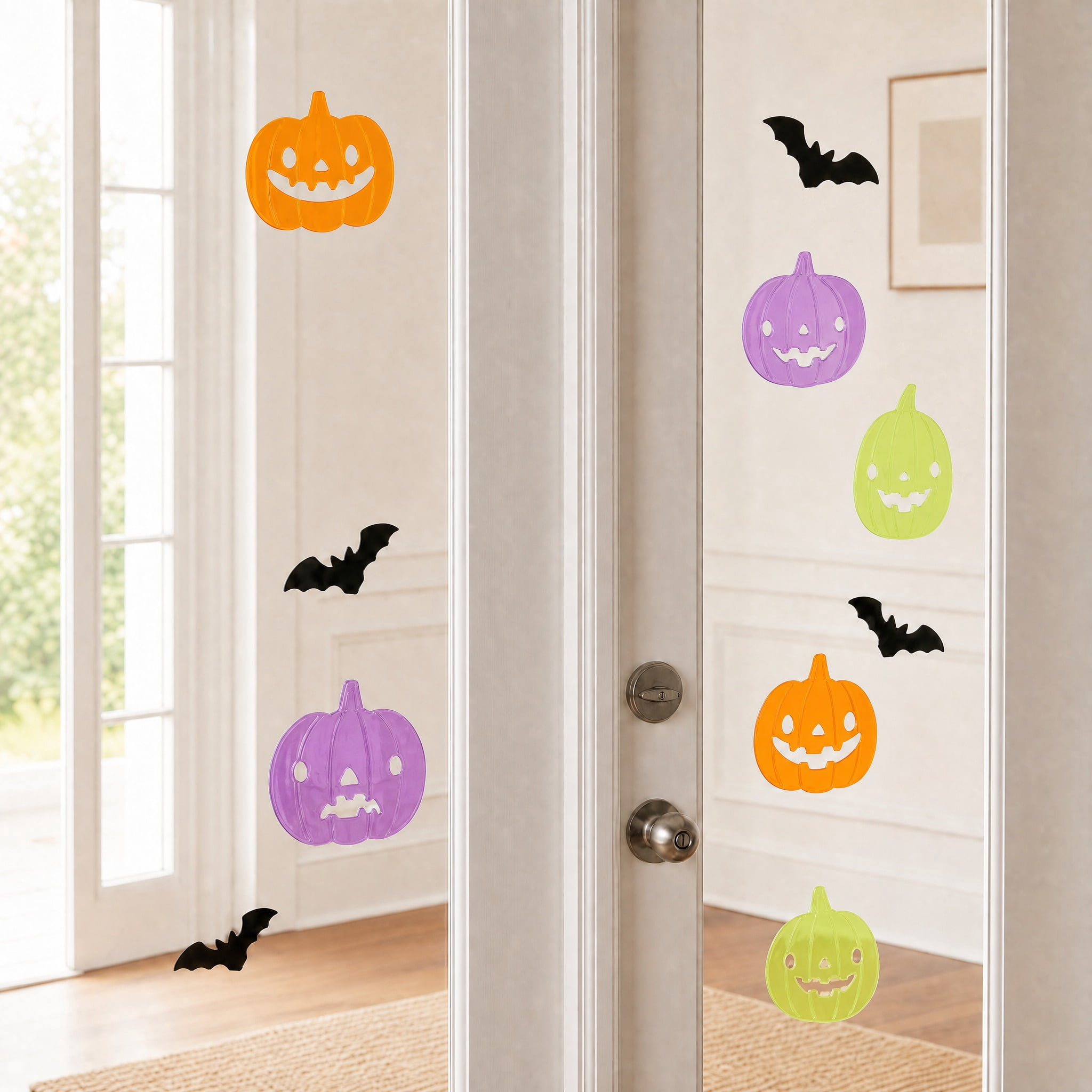 Bats and Jack-o'-Lanterns Gel Clings, Multicolor, 5.4" x 20.9", Halloween by Way To Celebrate