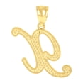 thumbnail image 2 of 10k 10kt Yellow Gold Unisex Diamond-cut Floral Initial Letter Alphabet X Charm Pendant for Men Women, 2 of 5