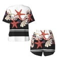 thumbnail image 5 of Kdxio Starfishes Shells Print Pajamas Sets for Women Short-Sleeved Pjs with Lounge Shorts Two Piece Sleepwear S-4XL, 5 of 9