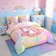 thumbnail image 2 of Erosebridal Cute Unicorn Girls 7-Piece Twin Bedding Sets,Romantic Pink Rose Blossom Flower Bedding Comforter Set For Kids,Reversible Pink, 2 of 7