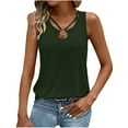 thumbnail image 3 of BiZtdJrK Womens Tank Tops Summer Cut Out Ring Keyhole Neck Sleeveless Blouse Fashion Solid Basic Tanks Army Green XL, 3 of 5