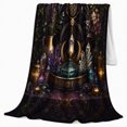 thumbnail image 2 of Mystical Celestial Altar Golden Moon, Mystical Celestial Art Scene, Warm Flannel Blanket for Sunroom and Reading Nook, Celestial Art Lovers Housewarming Gift, Artistic Home Decor, 2 of 9