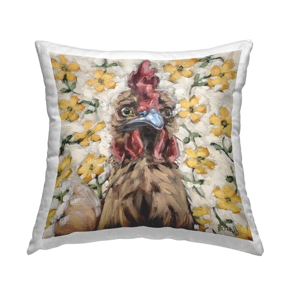 Stupell Industries Rural Chicken Yellow Daisy Blossoms Printed Throw Pillow Design by Sara G. Designs