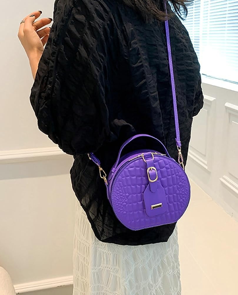 Kukuzhu Hobo Bags for Women Round Tote Bag Leather Crossbody Bag Casual Chic Top Handle Purse