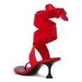 thumbnail image 3 of YDN Women Fashion Ring Toe Ankle Wrap Sandals Wide Strap Lace Up Low Heels Chic Party Dressy Summer Shoes Size 10 Red, 3 of 4