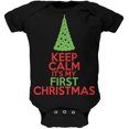 thumbnail image 1 of Keep Calm It's My First Christmas Black Baby One Piece, 1 of 1