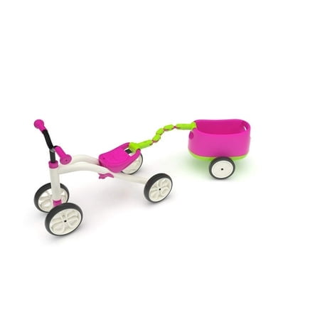 Chillafish Véhicule à 4 Roues pour 1 à 3 Ans avec Remorque 3 Positions de Siège Rangement Roues Silencieuses - Rose