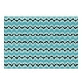 thumbnail image 1 of Seafoam Cutting Board, Herringbone Zigzag Lines Geometric Illustration Retro Inspirations Chevron, Decorative Tempered Glass Cutting and Serving Board, Large Size, Seafoam Blue Black, by Ambesonne, 1 of 1