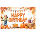 thumbnail image 5 of Autumn Theme Birthday Banner Fall Birthday Decor Harvest Decoration Happy Birthday Pumpkin Design for Fall Party Autumn Event Thanksgiving Celebration, 5 of 7