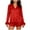 Red, variant on MOJOGO Trendy Pajamas Set for Women Faux Fur Hem Long Sleeve Shirts with Shorts Pajama Set Soft Satin Lounge Set Red M
