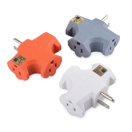 LZMY 3-Pack 3 Way Plug Adapter, UL Listed (3 Prong 3 Outlet Adapter ...