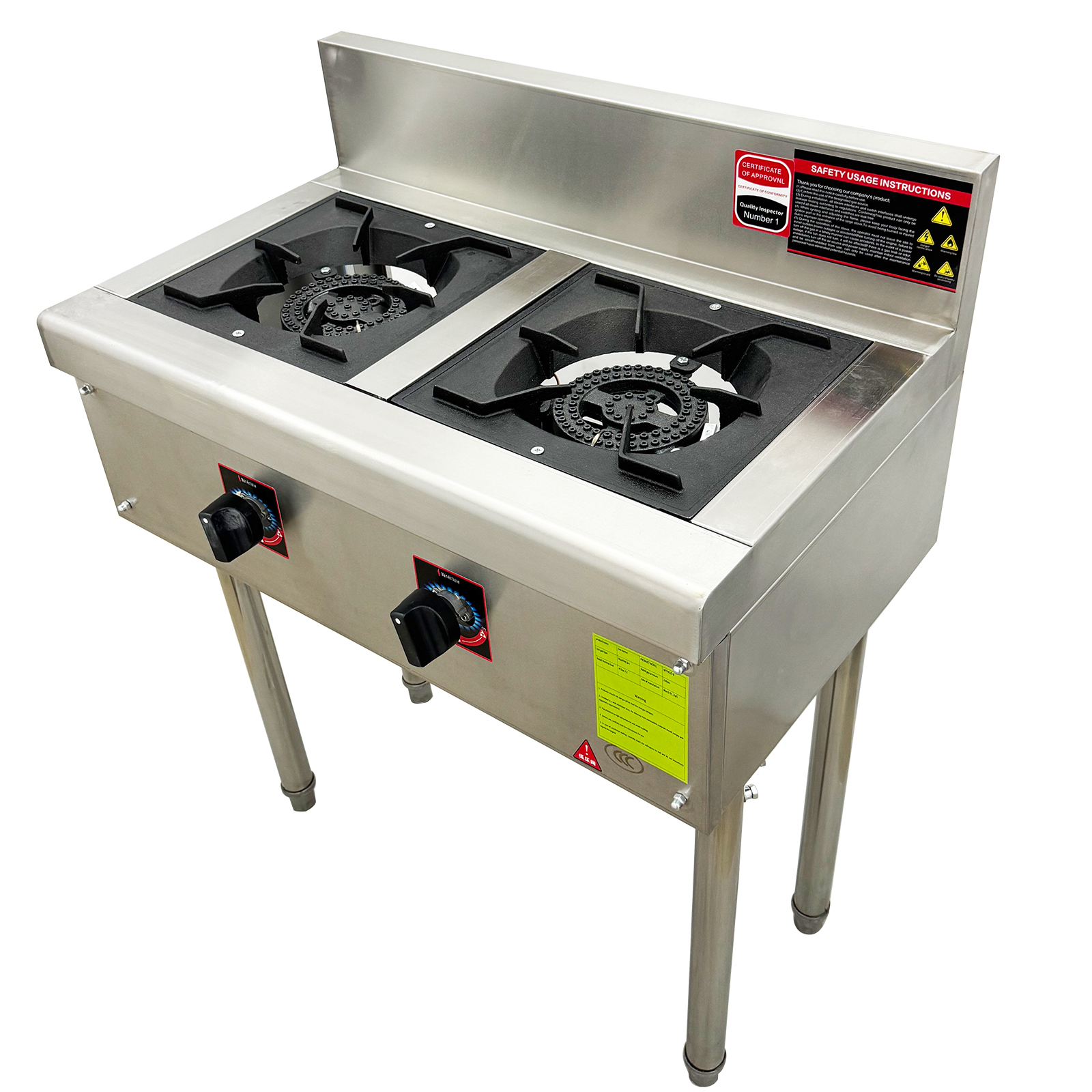 Commercial Double Burner Energy Saving Gas Stove Floor Model Stove Liquefied Gas
