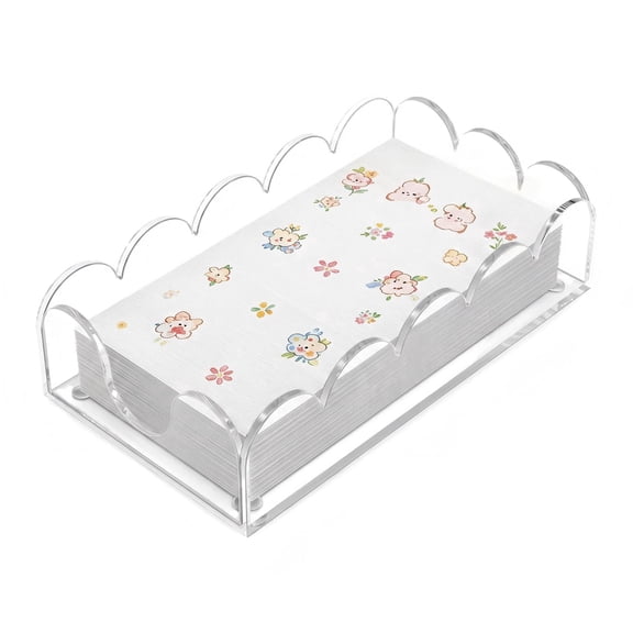 Acrylic Napkin Holder – Scalloped Tray for Bathroom, Kitchen, Dining Room – Stylish Guest Hand Towel & Disposable Paper Holder for Weddings, Hotels, and Home Decor