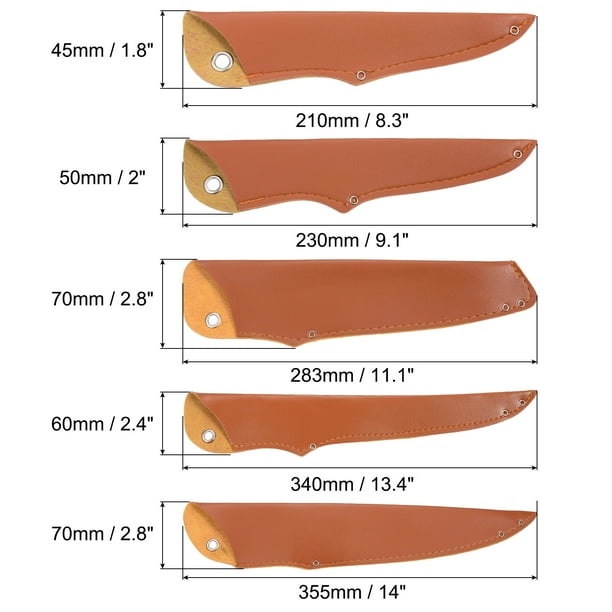 Uxcell 8 PU Leather Paring Knife Sheath Cover Sleeves Knives Edge Guard,  Brown 3 Pack 