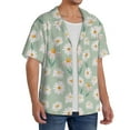 thumbnail image 2 of Uemuo Daisies Flowers Pattern Cotton Linen Short Sleeve Shirts,Casual Lightweight Button Down Shirts,Vacation Beach Summer Tops-Small, 2 of 7