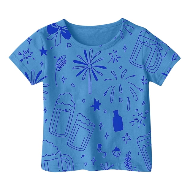 Chemises pour Filles Imprimé Manches Courtes Hauts Tenues d'Été Fille Col Rond 4-5 Ans Tenues Fille Mode