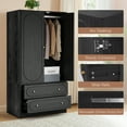 thumbnail image 3 of Wirrytor 2 Door Armoire for Bedroom with 2 Drawers and Hanging Rod, Fluted Tall Wardrobe Closet Storage Organizer, Large Capacity Freestanding Wardrobe for Living Room Or Office, 3 of 9