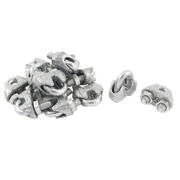 5mm 1/4" Metal Wire Rope Cable Clamp Clips 12pcs