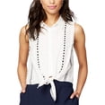 thumbnail image 1 of Rachel Roy Camisa abotonada de algodón a rayas para mujer, blanco, 8, 1 of 1