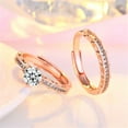 thumbnail image 3 of Bellitia Jewelry Rose Gold Plated Silver Adjustable Wedding Band Engagement Rings for Women, Cubic Zirconia Stackable CZ Promise Ring Infinity Anniversary Jewelry Set, 3 of 7