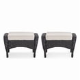 thumbnail image 2 of Unnifurnzi Patio Ottoman Set of 2-All Weather Wicker Outdoor Footstool with Removable Cushions Outdoor Olefin Fabric Outdoor Foot Rest for Deck Porch Balcony Garden-Brown/Beige, 2 of 3