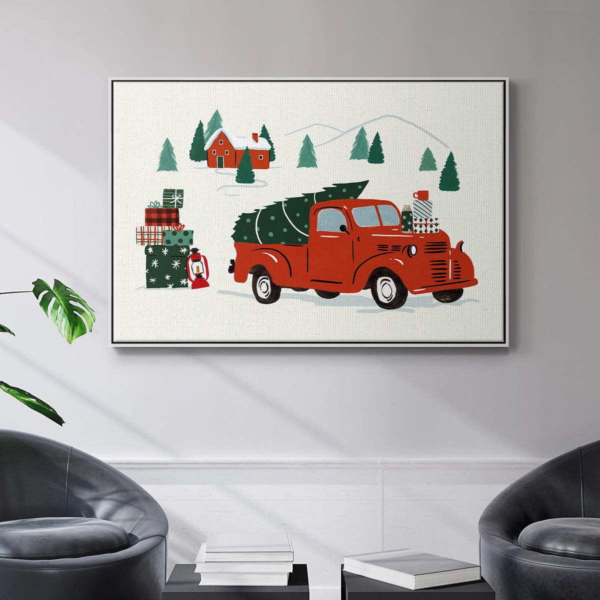 Going to Grandmas Collection A - Framed Gallery Wrapped Holiday Canvas - 25 x 37 - White Frame