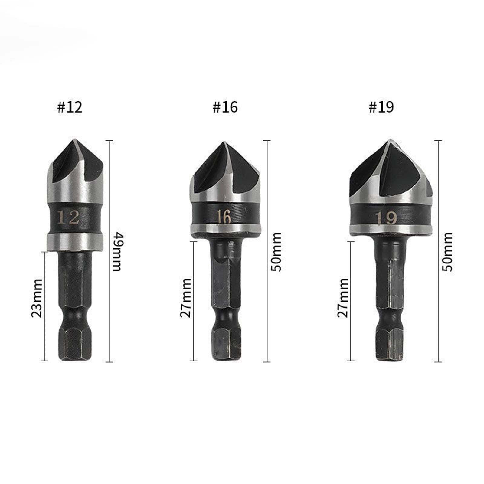 Lunxisen 3 Pcs High Carbon Steel Drill Bit Set Professional Precision for Woodworking Metalworking Durable Tools