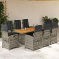 thumbnail image 1 of vidaXL 9 Piece Garden Dining Set with Cushions Grey Poly Rattan, 1 of 5