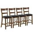 thumbnail image 5 of Gymax Set of 4 Barstools Counter Height Chairs w/Leather Seat & Rubber Wood Legs, 5 of 10